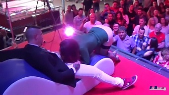 Public Sex In Spain Featuring A Busty Brunette And A Well-Endowed Lover