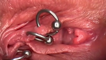 Macro Close-Up Of My Wet And Pierced Pussy With A Peeing Climax