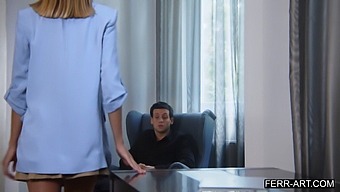 A Seductive Blonde Instructor Mounts Her Male Student'S Large Member