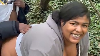 Attractive Curvy Woman Has Sex On Top Of A Train Tunnel